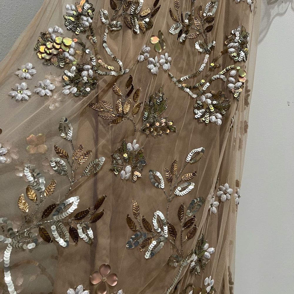 TOPSHOP Embellished Illusion Beige Tan Gown - Picture 9 of 14